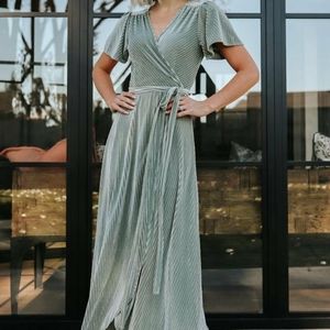 BalticBorn Andi Velvet Wrap Dress in Sage